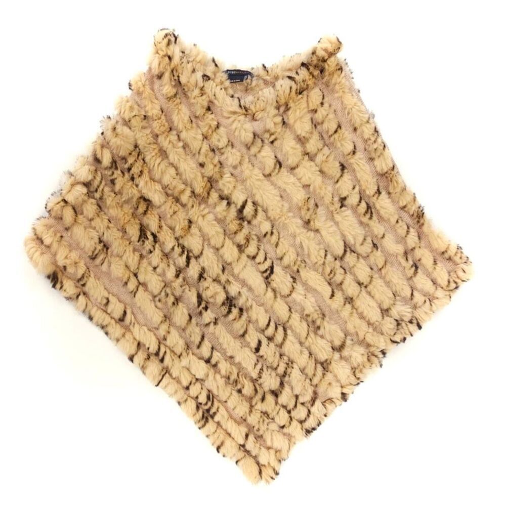 NEW BCBGMaxAzria Rabbit Fur Wool Poncho Sweater Old Money Quiet Luxury 90s Y2k